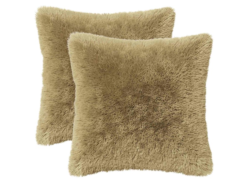  Lot de 2 coussins avec oreiller, coussins décoratifs heerlen gris clair fleece pv cf50449  - Conforama A