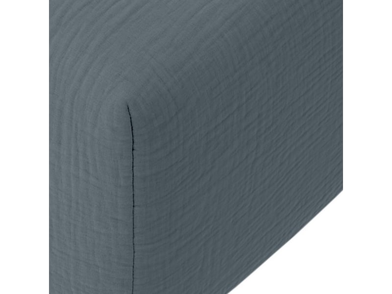  Drap housse 180x200 cm gaze de coton lavé bleu pétrole PD23579 - Conforama B