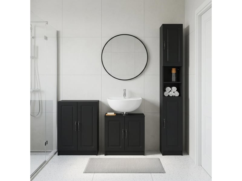  Ensemble de meuble de salle de bain 3 pièces utrecht noir cf63520  - Conforama B