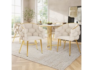 Lot de 4 chaises de salle à manger,62x46x74 cm,avec pieds dorés,velours,beige