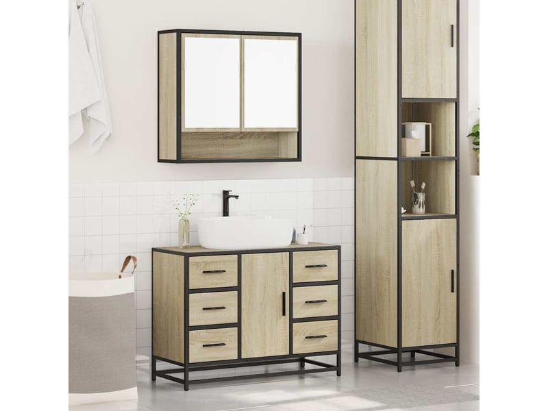 Ensemble de meubles de salle de bain 2 pcs chêne sonoma cf63605 - Conforama C