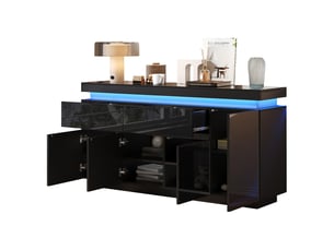 Buffet 4 porte(s)  2 tiroir(s) PANGIVO N625P374488489S - 140 cm coloris noir 