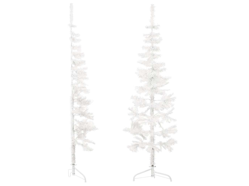  Demi sapin de noël, arbre de noël artificiel mince avec support blanc 150 cm  - Conforama D
