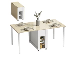 Table pliante pour 6 personnes avec 2 tiroirs et 4 étagères.
