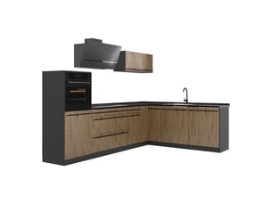 Vicco cuisine en angle, chêne artisananthracite, 287 x cm plan de travail anthracite