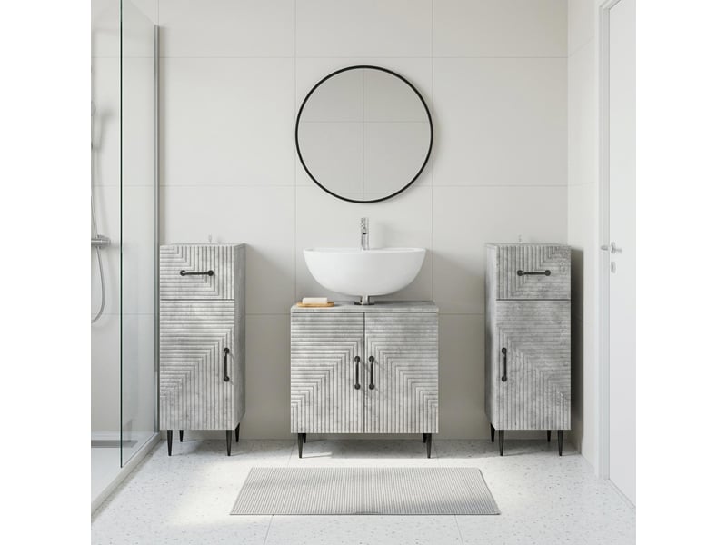 Ensemble de meuble de salle de bain 3 pièces haarlem gris béton cf63455 - Conforama B