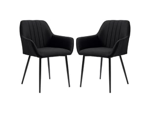 Lot de 2 chaises salle à mangervisiteur design scandinave pieds effilés métal noir