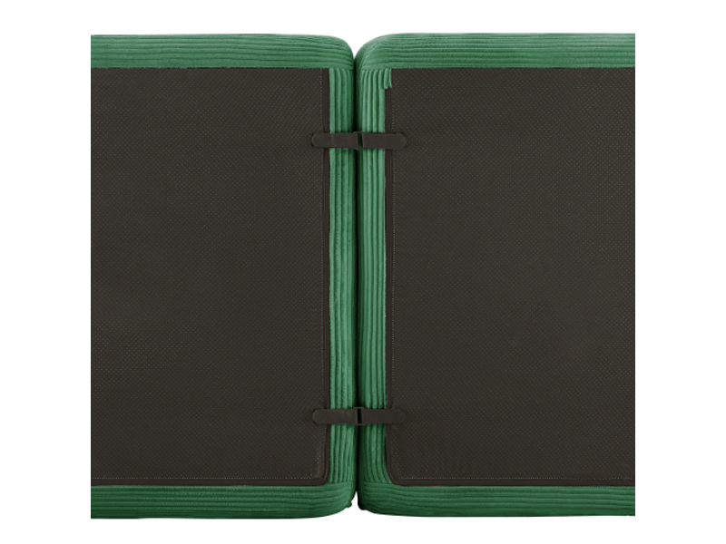  Canapé d’angle gauche vert velours côtelé – ottoman inclus, assise profonde, sans montage  - Conforama E