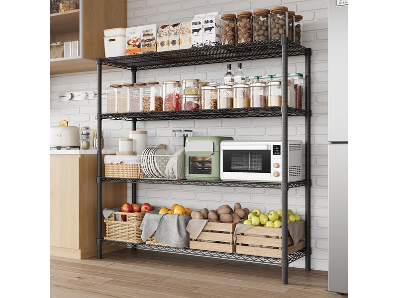 Rayonnage à fil métallique robuste - 4 niveaux réglables, charge 1200 kg - cuisinegaragebureau - l 120 x l 45 x h 150 cm PHK_3AFTK3TY - Conforama E