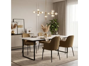 Lot de 4 chaises rembourrées en tissu facile à nettoyer flow - marron