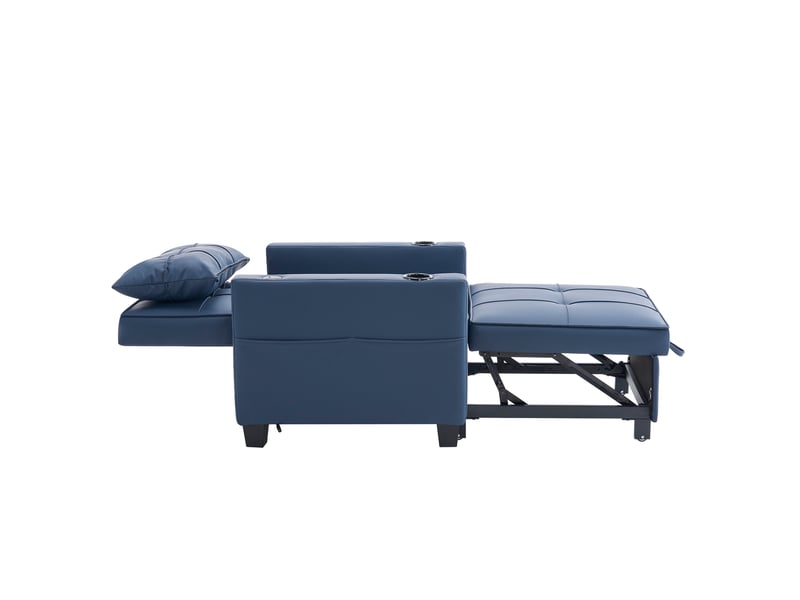  Fauteuil-lit convertible 3-en-1 extensible, porte-gobelets et port usb, gain de place  - Conforama E