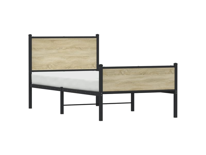  Lit simple- lit adulte -  cadre de lit en métal sans matelas chêne sonoma 100x200 cm  - Conforama C