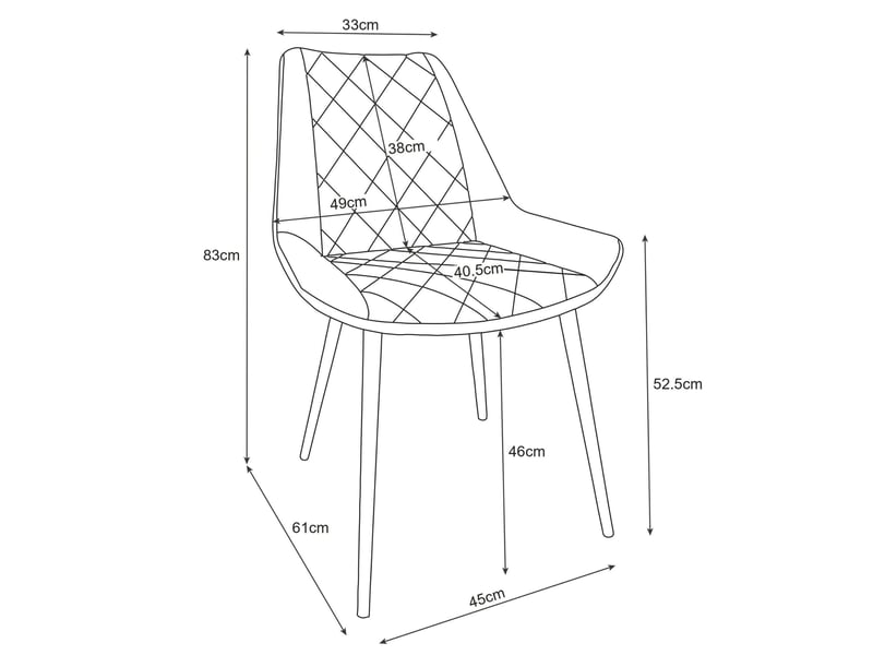  Lot de 2 chaises matelassées de salle à manger en velours akord sj.0488 rose 2x SJ.0488 - Conforama E