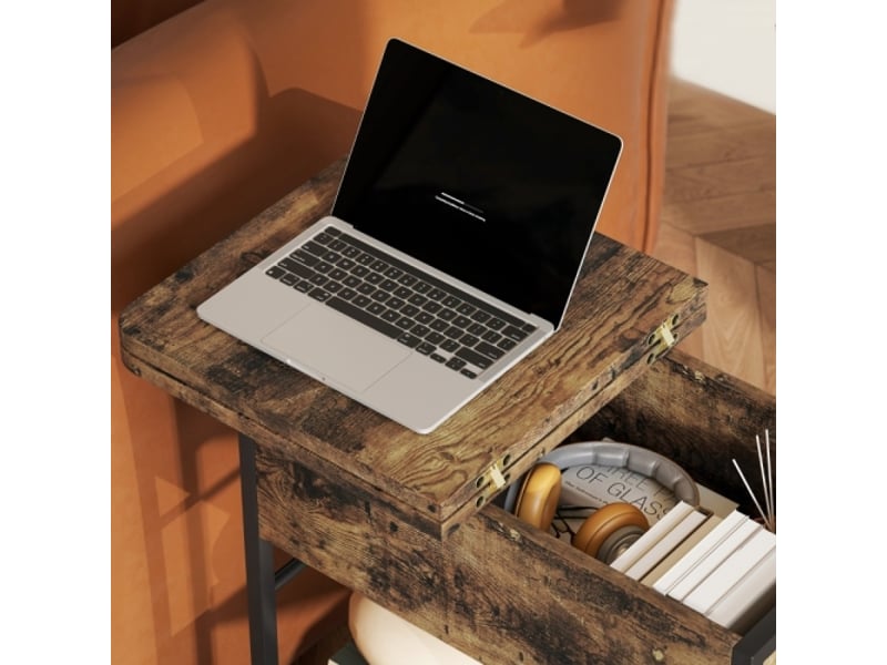 Table de chevet 2 niveaux marron rustique avec prises, usb et rangement 60x29,8x58,5 cm - Conforama D