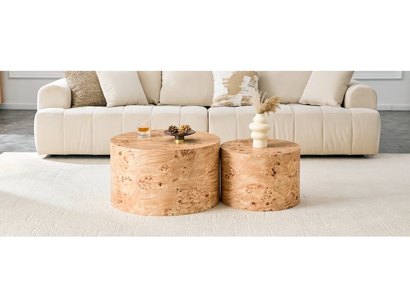  Lot de 2 tables basses rondes ø62,844 cm en mdf avec rangement bois chicfurn  - Conforama C