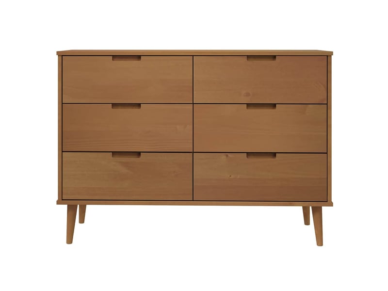  Commode chambre adulte, armoire à tiroirs marron 113x40x80 cm bois de pin massif shl96414  - Conforama D