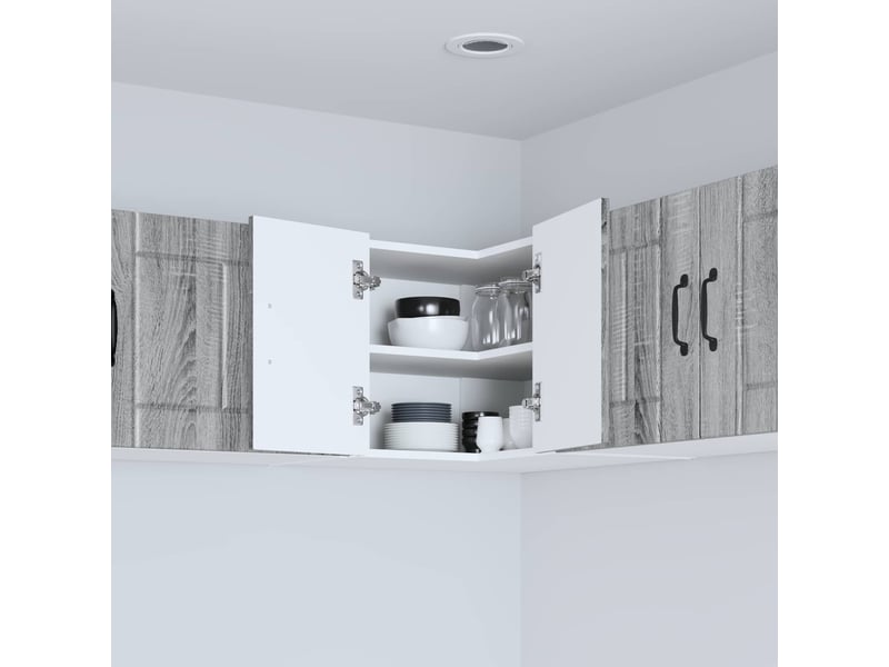 Meuble mural de cuisine, armoire d'angle cuisine lucca sonoma gris 57x57x40cm - Conforama D