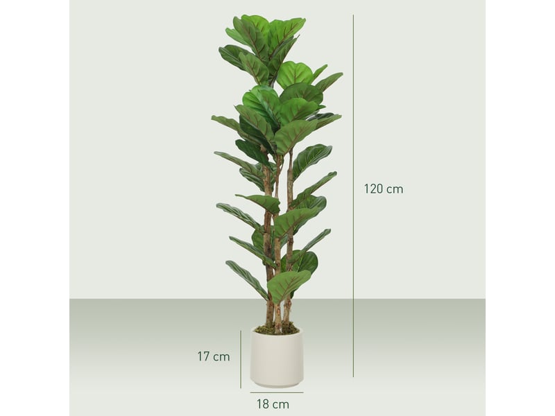  Plante artificielle intérieure 120 cm figuier lyre arbre artificiel avec pot en plastique et tronc en bois massif, vert  - Conforama E