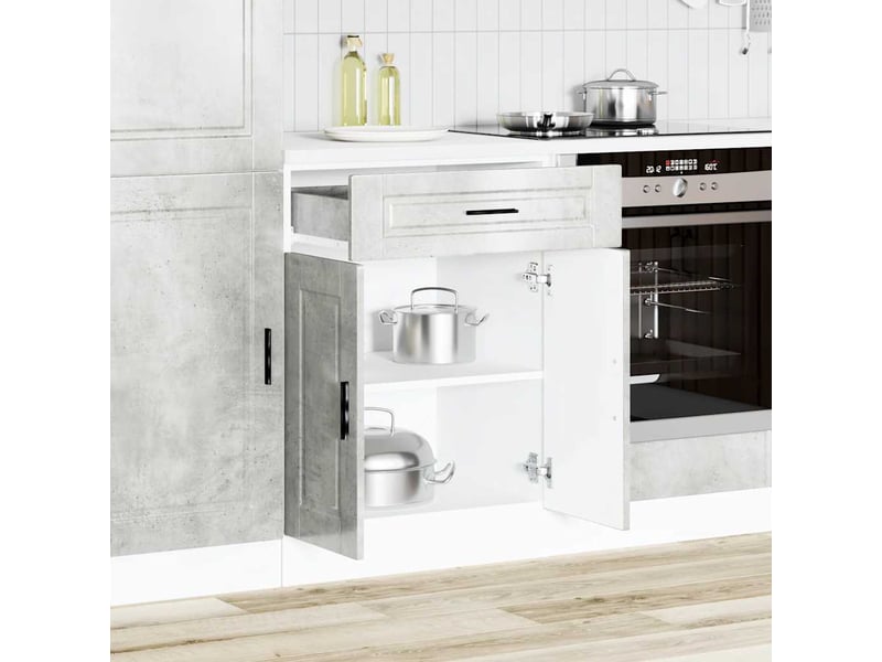 Meuble de rangement, armoire de cuisine porto gris béton bois d'ingénierie shl3050 - Conforama C