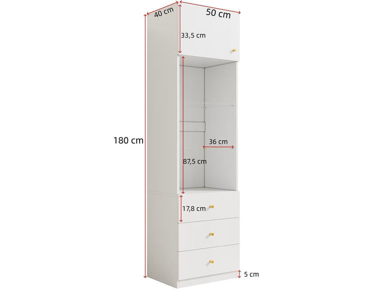  Ensemble armoire 2 portes et vitrine, blanc laqué, rangement chambre élégant et fonctionnel  - Conforama D
