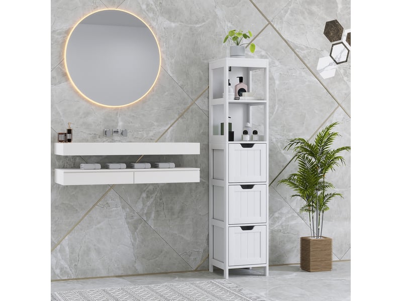 Colonne de salle de bains 30x30x142,4 cm 3 tiroirs mdf blanc  - Conforama B
