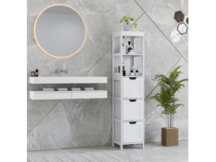 Colonne de salle de bains 30x30x142,4 cm 3 tiroirs mdf blanc