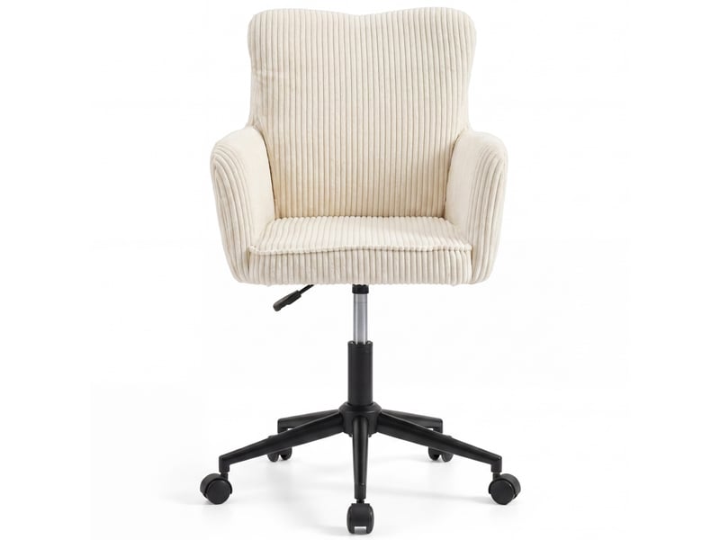  Chaise de bureau zack en velours côtelé beige avec coussin pivotante et hauteur réglable à roulettes  - Conforama C