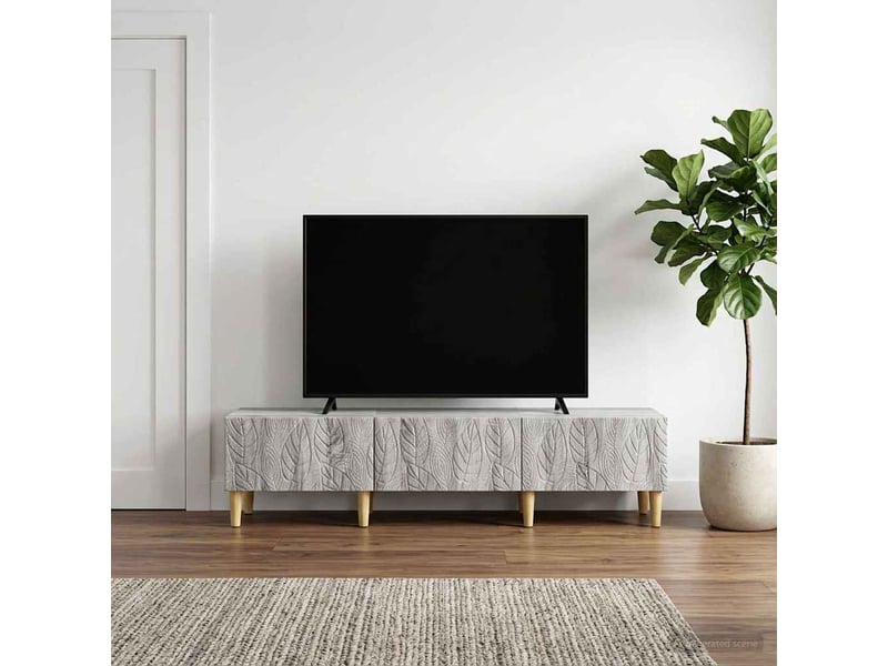  Meuble tv - banc tv - meuble de rangement 147 x 34,5 x 30 cm sonoma gris bois d'ingénierie  - Conforama C