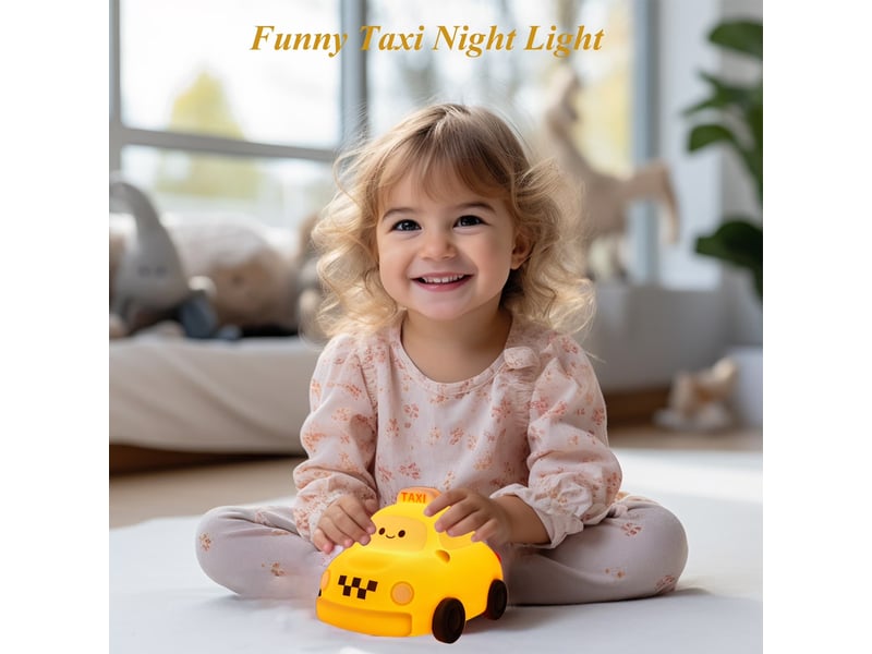 Veilleuse taxi en silicone souple, lampe de chevet cartoon rechargeable usb, dimmable pour chambre d’enfant - Conforama D