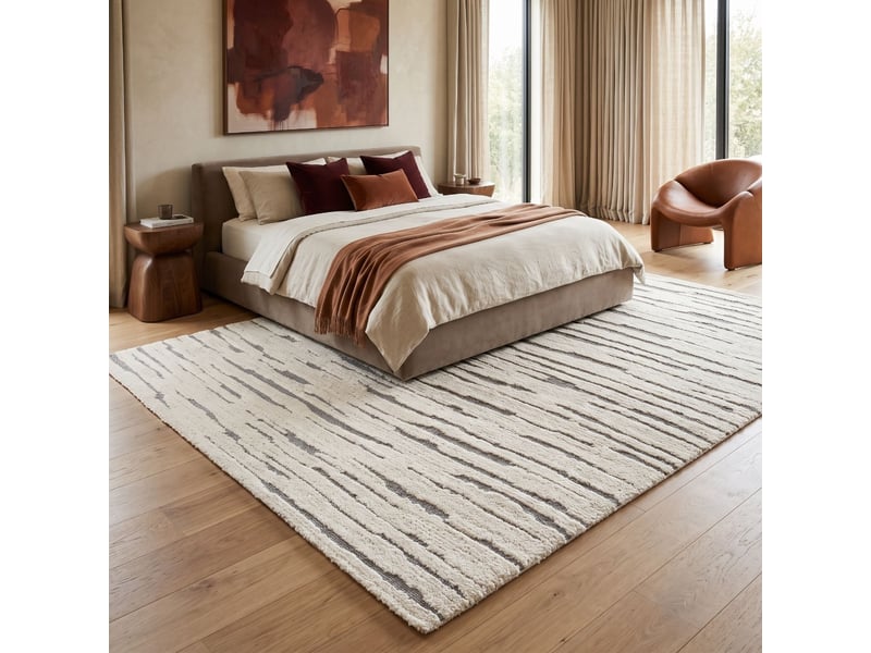  Tapis doux moderne à relief écru et gris beige 160x230  - Conforama E