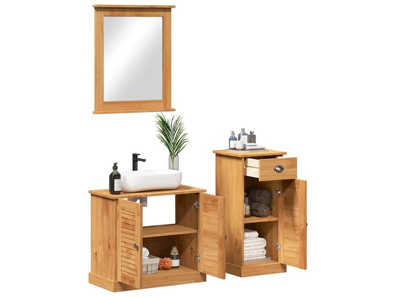 Ensemble de mobilier de salle de bain vigo 3 pc marron miel cf64736 - Conforama C