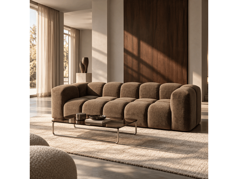 Canapé 3 places en tissu tramé toucher doux marron clark 1CLA3PTTMR - Conforama B