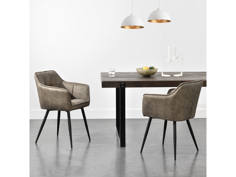  Lot de 2 chaises de salle à manger birmingham 82 x 60 x 59 cm taupe noir [en.casa] Birmingham - Conforama B