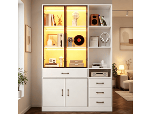 Vitrine coloris blanc 6 étagère(s) <strong>MAISENTIEL</strong> <strong></strong> - 120 cmx200 cm