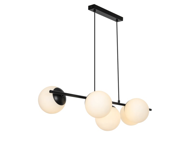  Suspension style moderne glamour, lilly 5-spot en métal et verre opale noir, ip20, nordlux 2612623003 - Conforama A