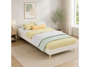 Lit simple 90x200 cm <strong>MAISENTIEL</strong>  <strong></strong> coloris beige