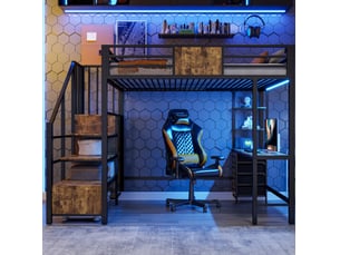 Lit mezzanine 140x200 cm <strong>OKWISH</strong>  <strong></strong> coloris noir