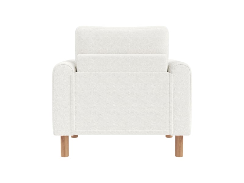  Fauteuil 1 place en tissu bouclé 87 x 83 x 88,5 cm avec coussin amovible et pieds en bois - blanc Fay Lum - Conforama E