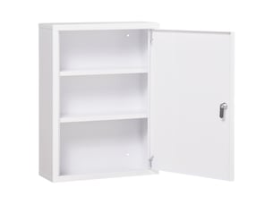Armoire à pharmacie murale en acier, armoire à médicaments à 3 niveaux porte verrouillable 2 clés, blanc, 40x15x53,5cm