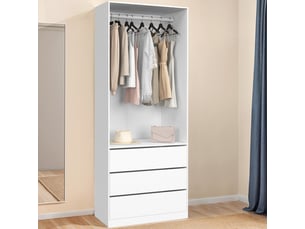 Dressing taylor 80 x 55 x 200 cm 1 module avec penderie + 3 tiroirs blanc