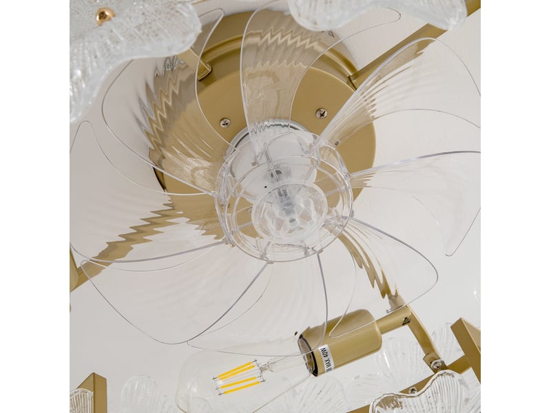  Ventilateur de plafond 52x52x28 cm 6 vitesses métal doré  - Conforama D