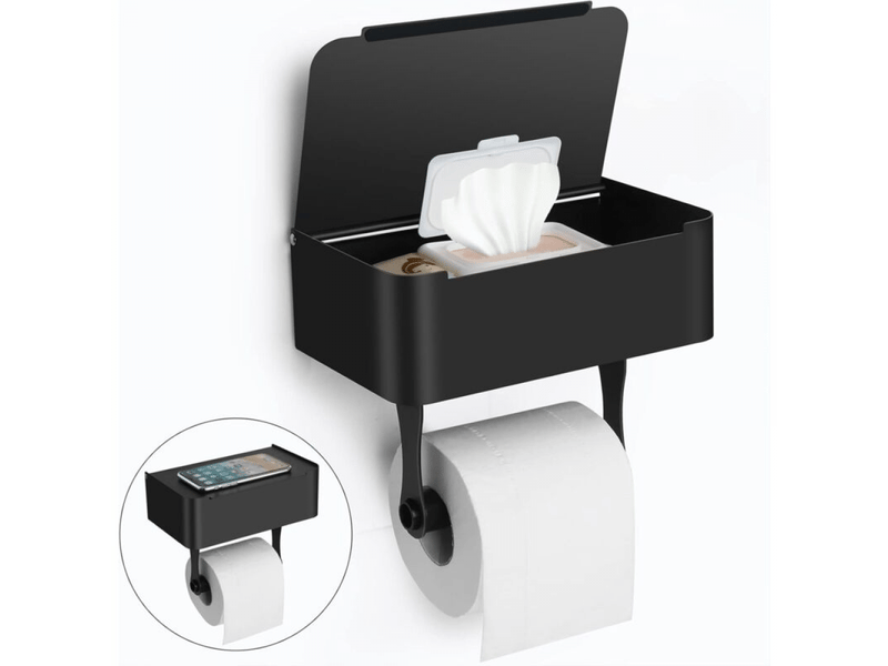 Porte-papier toilette mural adhésif en acier inoxydable sus304 avec étagères, distributeur de lingettes humides jetables pour salle de bain  - Conforama A