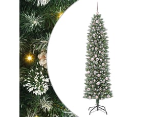 Sapin de noël - arbre de noël artificiel slim vert et blanc 210 cm