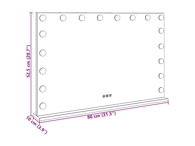  Miroir de coiffure led blanc 80 x 10 x 52,5 cm verre et acier cf62700  - Conforama E