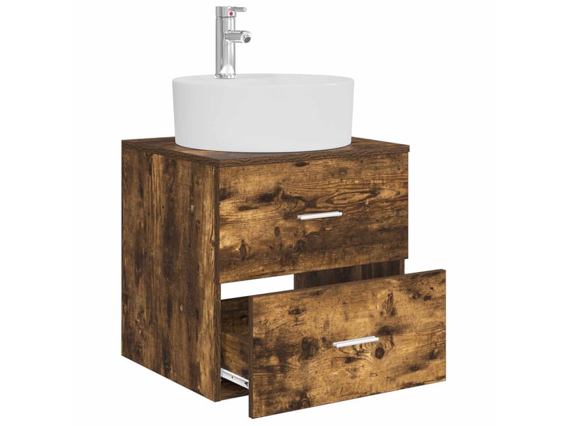  Vanité de lavabo mural, meuble de rangement chêne fumé 49.5x44.5x65 cm shl3884  - Conforama C