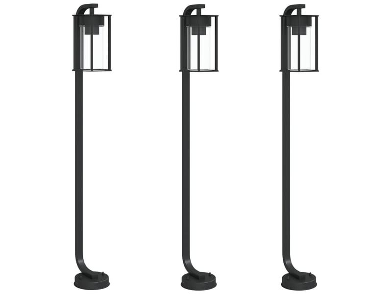  Lampadaires d'extérieur 3 pcs 100 cm acier inoxydable noir 02_0042544  - Conforama A