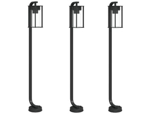 Lampadaires d'extérieur 3 pcs 100 cm acier inoxydable noir 02_0042544