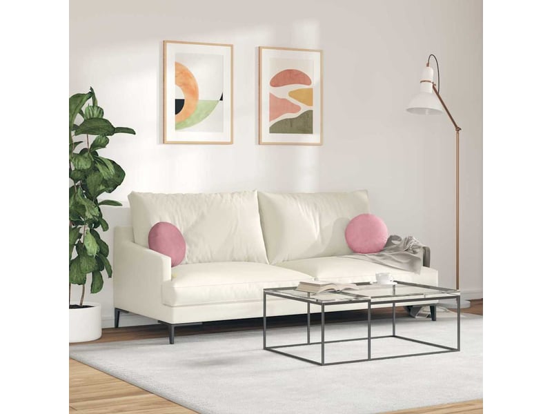  Lot de 2 coussins de siège, coussins décoratifs velours rose ø30 x 13 cm cf59912  - Conforama D
