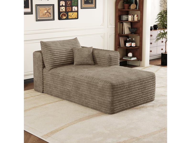  Canapé lit camel méridienne droite convertible 2 places tissu 151cm pour petit salon  - Conforama D