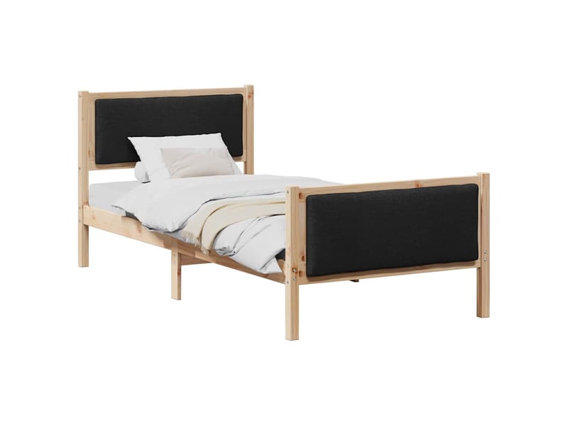 Lit simple- lit adulte - cadre de lit avec tête de lit noir 100 x 200 cm tissu - Conforama B
